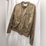 Guess Vintage Y2K 100% Cotton Bomber Lightweight Zip Tan Brown Jacket Size Small Photo 5