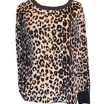 Betsey Johnson blouse faux velvet long sleeve crewneck animal print size small Photo 0