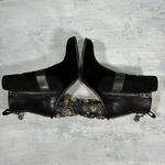 Coach EUC  Moto Bootie Tea Rose Block Heel Black Leather Suede Women's 5 Photo 12