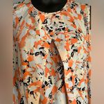 DKNY orange/black floral chiffon sleeveless blouse Photo 5