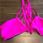 O'Neill O'Neil Beach Street Hot Pink Bikini Top High Neck Criss Cross Strappy Halter L Photo 4