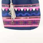 Fossil Jesse Navy Aztec Print Sequin Embellishments Canvas Shoulder Tote… Photo 5