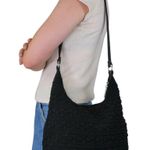 Vintage 90s Black Crochet Shoulder Bag Photo 0