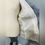 ZARA  New Blue White Round Collar Long Structured Blazer Shoulder Pads Size XL Photo 12