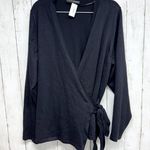 Lane Bryant Sweater Women Size 22/24 Wrap Tie Black Knotted Cardigan V-Front Photo 0