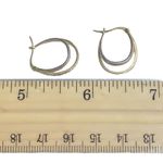 Sterling Silver 925  Gold Overlay Two Tone Double Hoop Diamond Earrings Photo 3