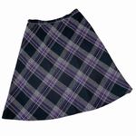 VINTAGE 90s Wool Plaid Midi Flare Skirt Black Size L Photo 0