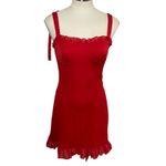 Red Ruffle Strap Mini Dress Flirty Sweetheart Neckline Occasion Photo 2