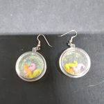 Vintage Retro Round Fish Tank Seahorses Earrings Pink Photo 2