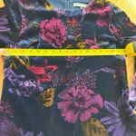 Trina Turk Shirt Womens Small Crushed Velvet Dark Floral Blouse Flutter Sleeves Photo 5