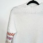 Maurice's White Fair Isle Sleeve Mock Neck Oversized Tunic Sweater Photo 4