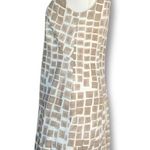Peserico Beige White Geometric Checkered Print Sleeveless Shift Dress Italian 40 Tan Size 6 Photo 3