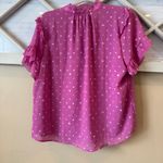 J.Crew  Polka Dot Sheer Short Sleeve Shirt Women’s Size Large  Ruffle Pink NWT Photo 3