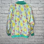 Casual Isle Vintage  Reversible Windbreaker Pastel Teal Floral Size L 90s Nylon Photo 3