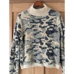Fate DailyLook Cream Camo Mock Neck Long Sleeve Fuzzy Sweater Women’s Small​ Black Photo 3
