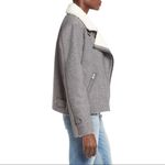 J.O.A. Shearling Lined Raw Edge Moto Biker Jacket Photo 3