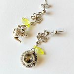 Handmade tea pot & cup unique fun fairy antique style dangle earrings🫖☕️🍃🌀 Photo 2