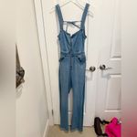 Free People  WE THE FREE Crvy Sam Denim One Piece Jumpsuit Flare size 10 Photo 4