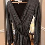 Flirtatious Outing‎ Pleated Romper In Black/Silver Size Small Black Photo 1
