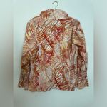 Chico's  Jacket Womens Full Zip Orange Floral Clinch Sleeves Waist Coat. Photo 1