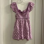 Billabong Purple Smocked Puff Sleeve Tunic Dress Palm Leaf Print Size S Photo 3