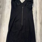 Amanda Uprichard  Black Sheath Midi Dress V-Neck Sleeveless Photo 1