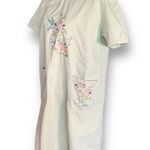 Vintage 90s Embroidered Dress Pistachio Green Lightweight Denim Floral Midi Green Photo 4