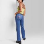 Wild Fable Jeans 18 Womens Low Rise Embroidered Butterfly Pocket Flare Jeans New Photo 3