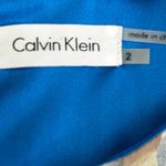 Calvin Klein  100% Silk Blue Tan Abstract Watercolor Sleeveless Pleated Dress 2 Photo 2