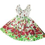 Unique Vintage Red Rose Floral Print Retro Pin Up Swing Dress Size M Photo 8