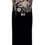 Vintage Y2K Cachet Black Velvet Gold Embroidered Fairy Halter Formal Dress Sz 6 Black Photo 0