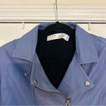 IRO  Women's Hartley Leather Moto Jacket Size 10 In Blue LT Photo 7