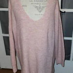 Free People Intimately Womens Pink Wool Blend Oversized V Neck Sweater XS Small Photo 0