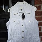 NEW Lauren Ralph Lauren Womens 16 Sleeveless Denim Mini Dress White Wash Photo 6