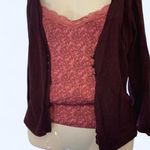 Rafaella Burgundy cardigan with lace top and button detailing  S Photo 1