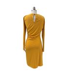 Michael Kors  Gold Stretch Bodycon Dress Ruched Gold Curb Link Chain Neck M NWOT Photo 3