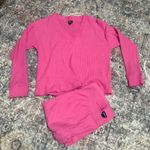 GapBody Ribbed V Neck Long Sleeve Top & Jogger Pants Set Pink Medium Photo 2