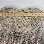 Temperance Dress M Beaded Sequin Strapless Cream Y2K Pom Bride Wedding Cocktail Tan Size M Photo 7