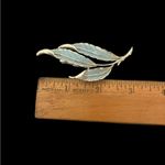 Vintage Estate Silver Tone Leaf Powder Blue Enamel Leaves Brooch Pin Photo 10