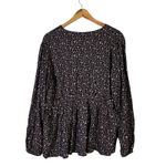 Maurice's  Floral Peplum Top Womens XL Black Pink Long Sleeve V-Neck Boho Peasant Photo 4