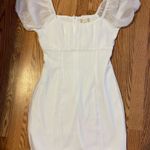 Altar'd State ALTAR’D STATE White Sheer Puff Sleeve Mini Dress, Small Photo 0