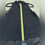 Xhilaration Womens Black Sheer Sleeveless Woven Hi-Lo Button Front Blouse Sz S Photo 3