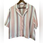 Sincerely Jules Striped Boxy Button Down Shirt Pink Size XL Photo 2