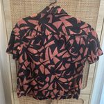 A New Day Brown and black linen button down top Photo 4