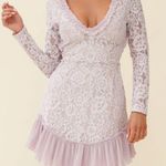 Selfie Leslie Isabella Long Sleeve Open Back Lace Dress Blush Photo 0