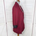 Vintage Chad Stevens Buffalo Check Long Boyfriend Blazer Red Black 12 Photo 3