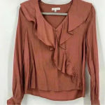 Moon River  Rust Unbalanced‎ Ruffle Top Size XS Photo 4
