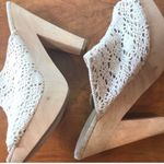 ALDO Crochet Boho Wooden Platform Mules Size 10 Photo 2