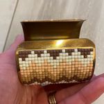 Neutral Chevron Mosaic Gold Tone Chunky Cuff Bracelet Brown Photo 4