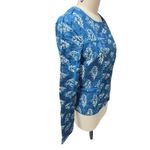 Lucky Brand Blue Quilted Floral Zip Jacket SZ S Photo 2